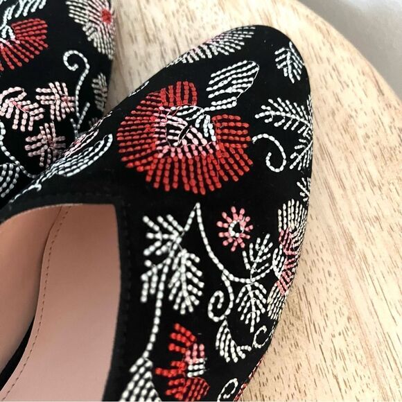 Avec Le Filles Bella Embroidered Low Wedge Mules Slip On NWOB - Picture 6 of 9